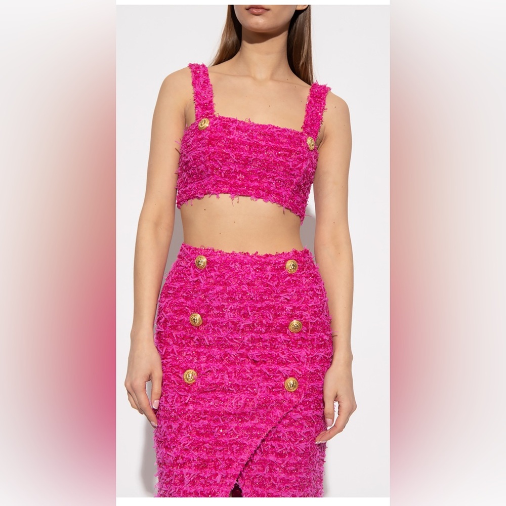Balmain × Barbie Limited-Edition Pink Tweed Two-Piece Set - Picture 3 of 5